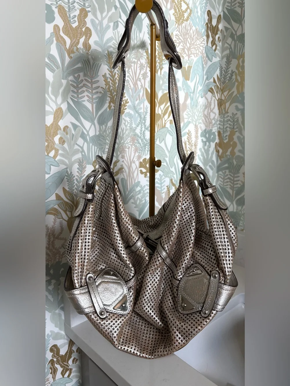 b. makowsky Metallic Soft Light Hobo Bag - Silver / Copper